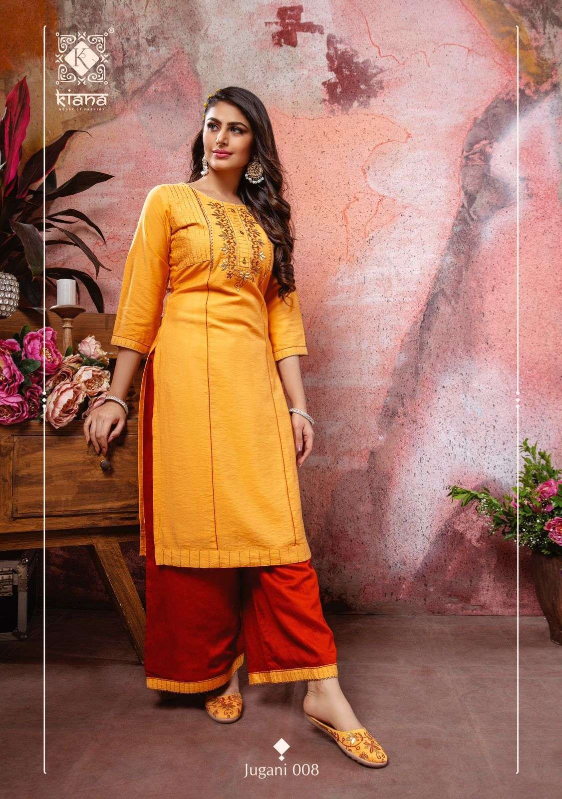 Kiana jugani series 001-008 pure viscose silk with gotta pati work kurti with bottom