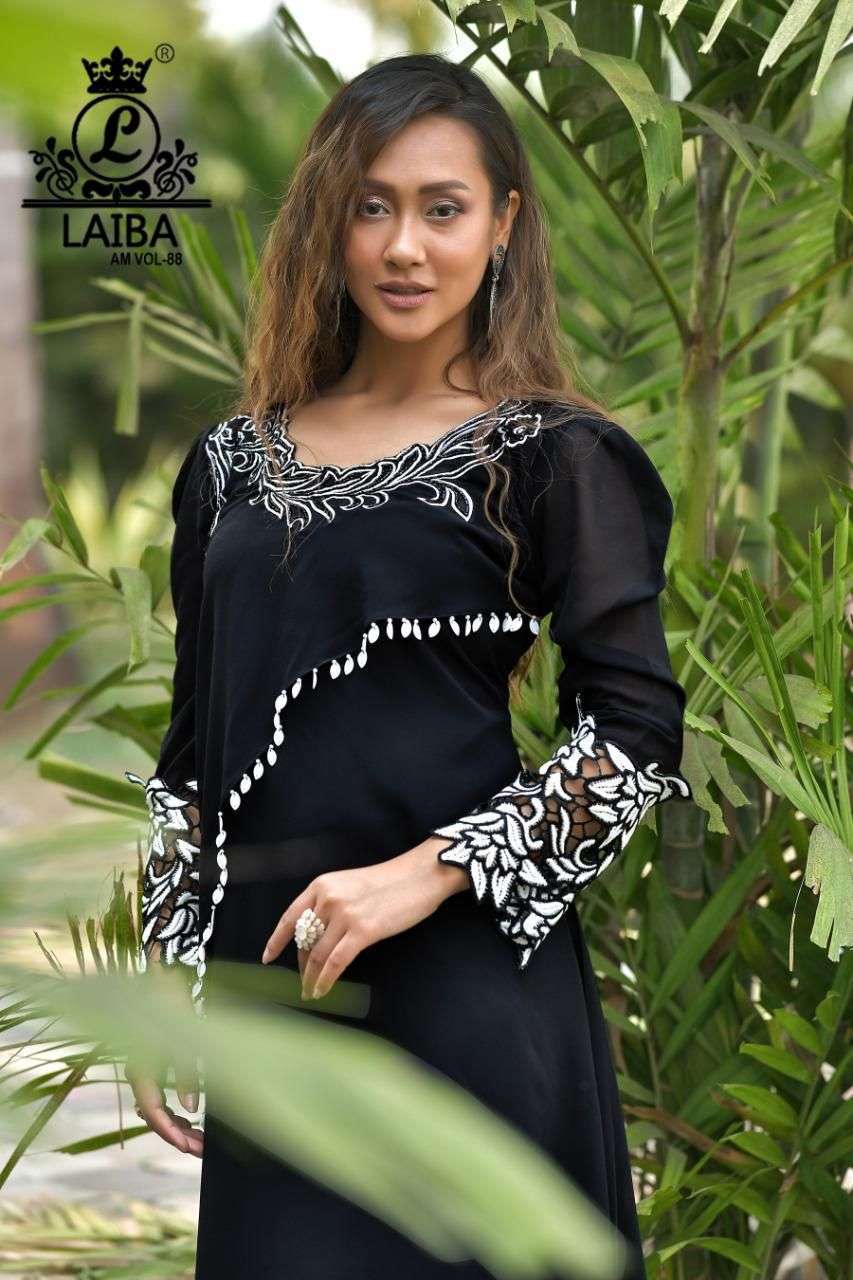 laiba am vol 88 Pure Georgette tunic with classy Embroidery work