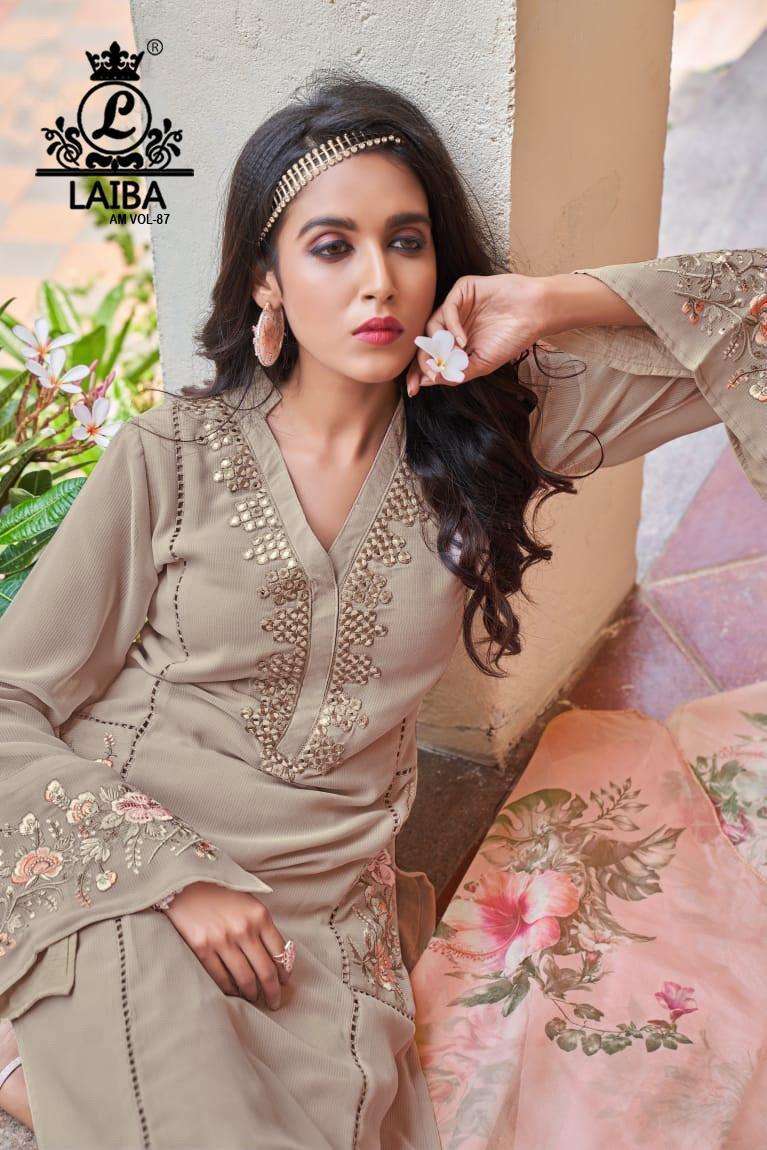 laiba designer am vol 87 pure georgette tunic with gorgeous pocket style