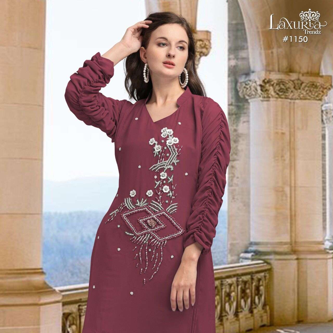 LAXURIA TRENDZ 1150 DESIGNER FAUX GEORGETTE TUNIC 