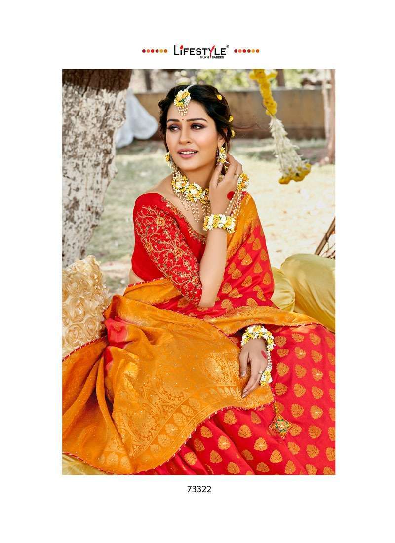 lifestyle haldi samaroh vol 1 series 73321-73326 nylon silk saree