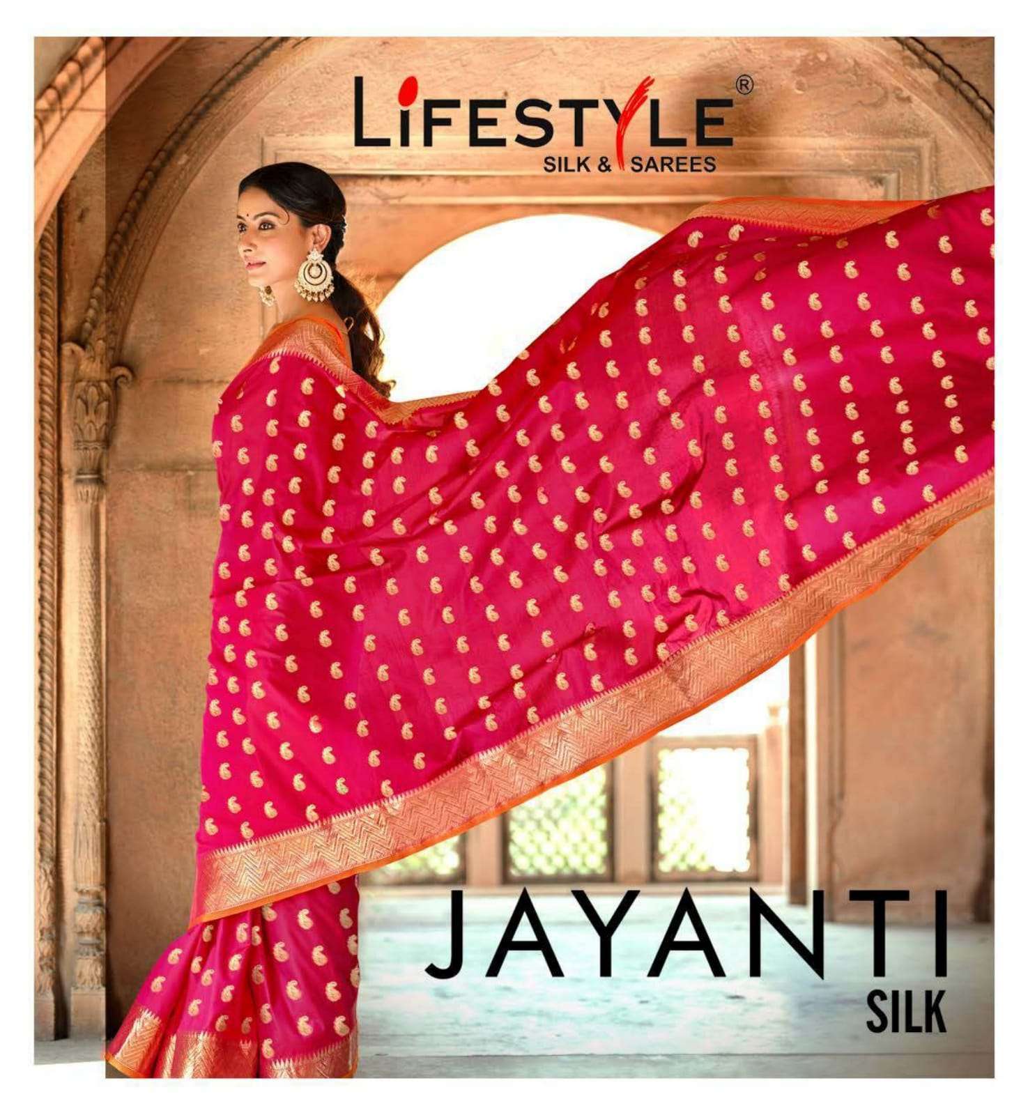 lifestyle jayanti silk series 76921-76926 lichi silk rich pallu saree