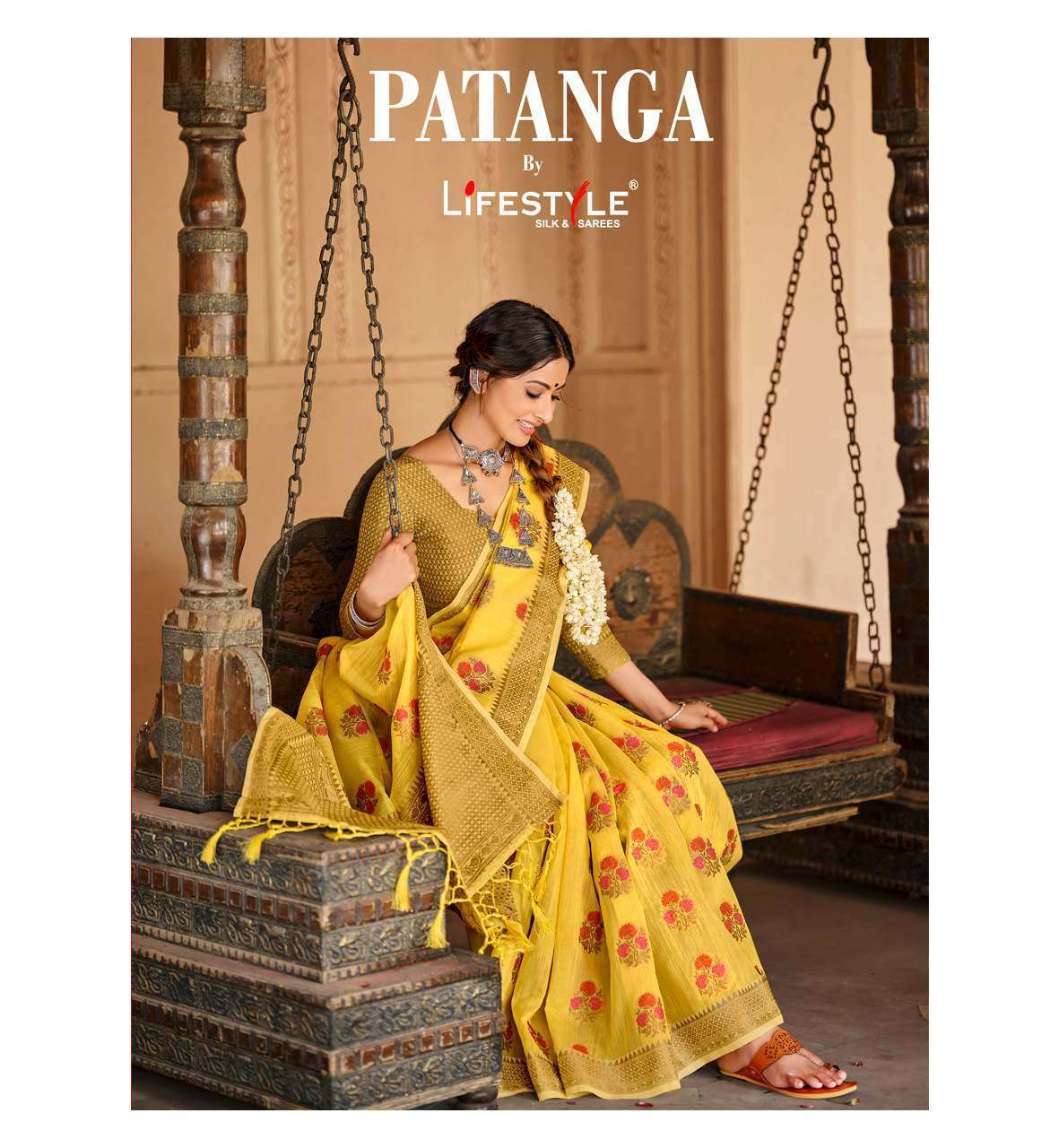 lifestyle patanga vol 1 series 75581-75586 linen fancy cotton print saree