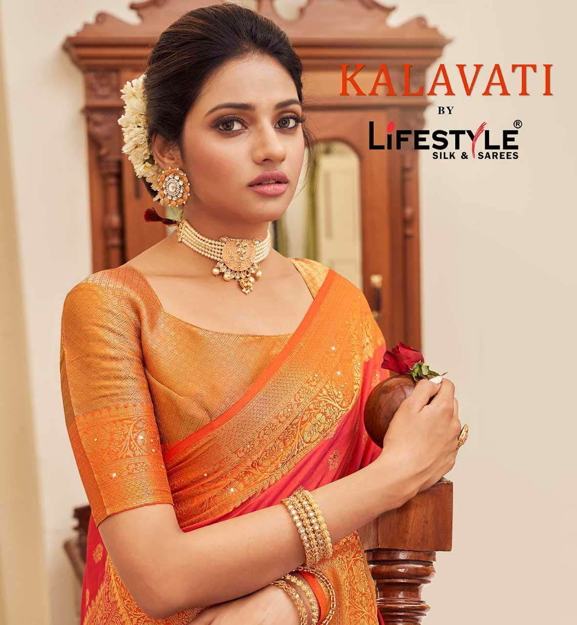 lifestyle saree kalavati series 72841-72846 nylon silk saree