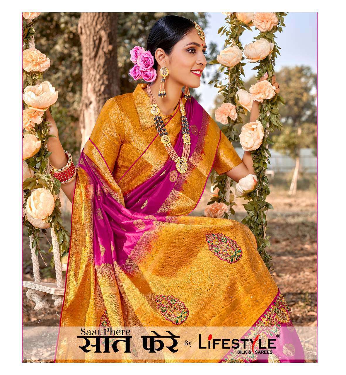 lifetsyle saat pehre series 73281-73286 nylon silk saree