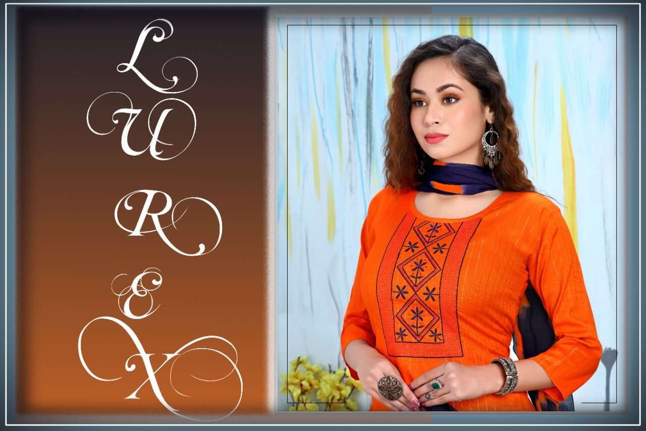 lurex rayon two tone kurti with bottom & dupatta