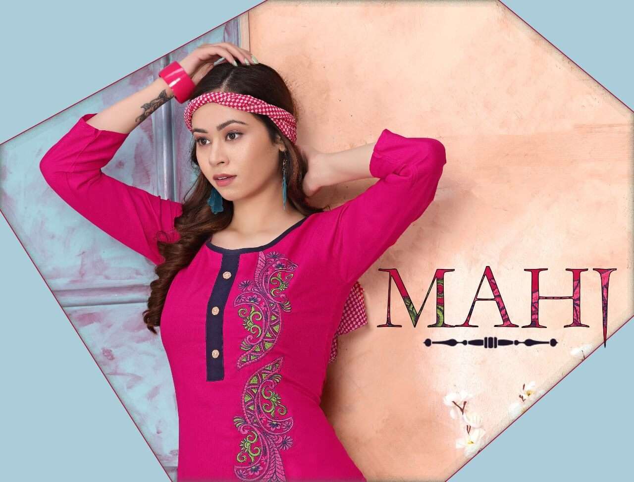 mahi series 101-108 140 gm Rayon embroidery kurti 