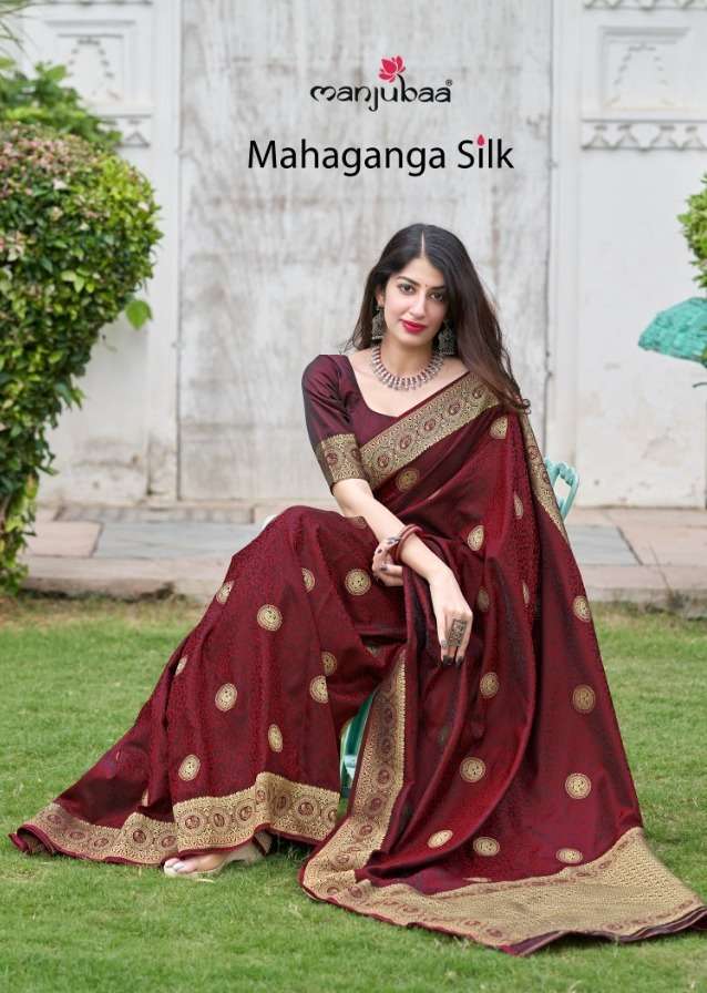 manjubaa mahaganga silk series 5701-5708 silk saree