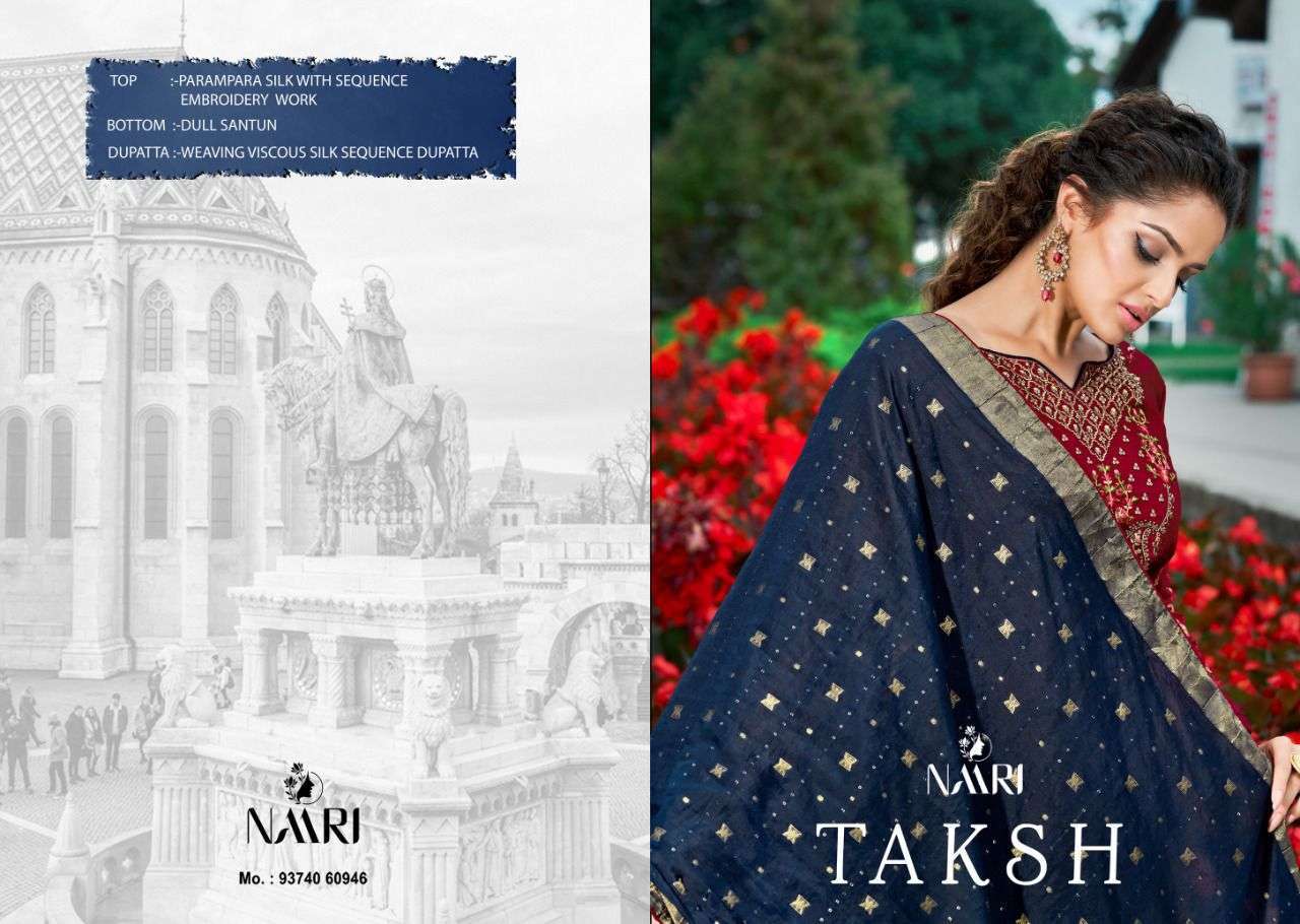 naari taksh series 1901-1906 Parampara silk With sequence clean Work suit