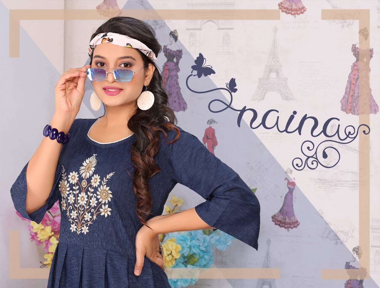 naina series 2001-2008 17 kg liquid rayon embroidery kurti 