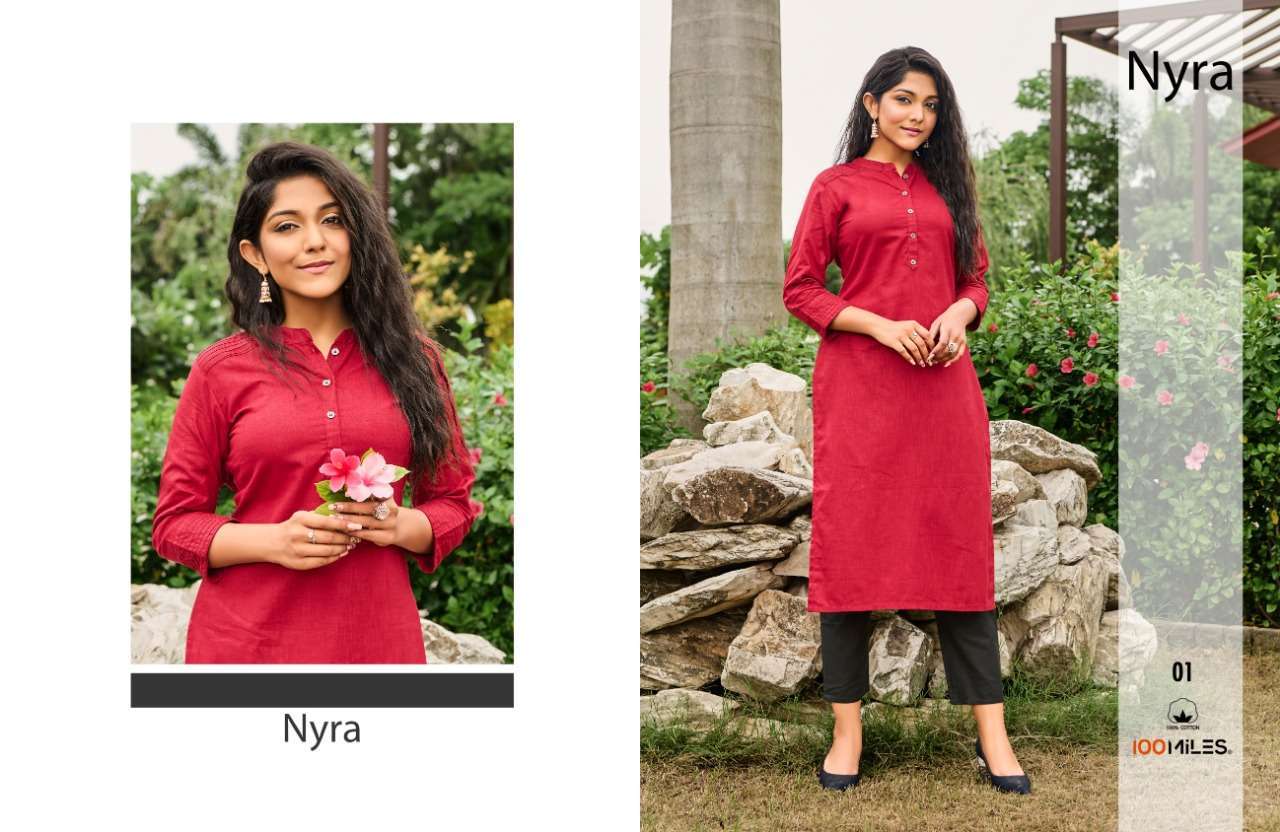 NYRA BY 100 MILES LINEN COTTON DAILY WEAR KURTI SUPPLIER