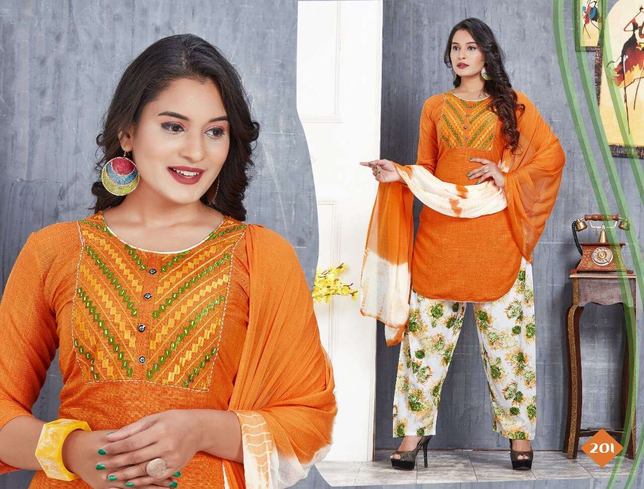 pahnava series 201-206 140gm two tone rayon readymade suit