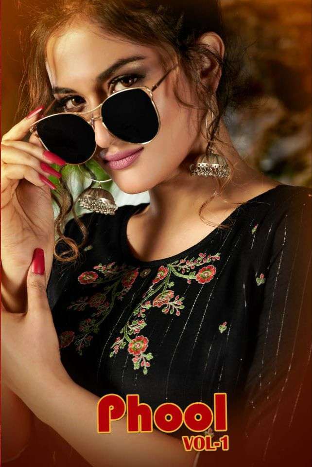 PHOOL VOL -1 HEAVY RAYON WITH WORK KURTI CATLOG WHOLESALER BEST RATE IN SURAT