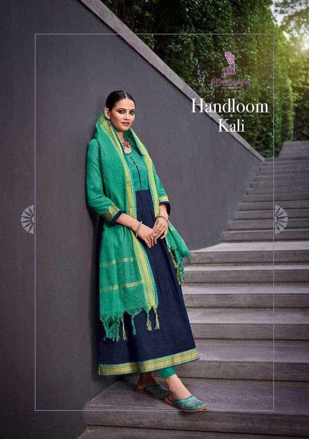 poonam designer handloom kali series 1001-1009 Pure south cotton jecard Gown with dupatta