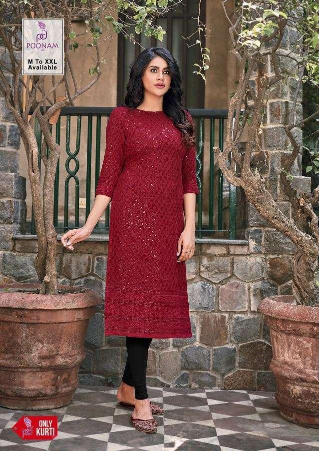 poonam designer rayon lucknowi series 601-605 pure rayon kurti 