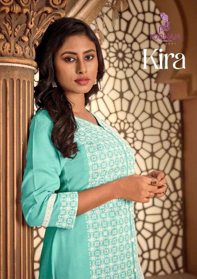 poonam kira series 1001-1006 chikan work with Cotton slub kurti 