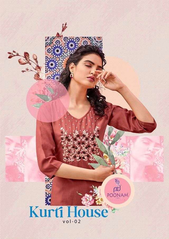 poonam kurti house vol 2 series 201-214 pure slub cotton kurti 