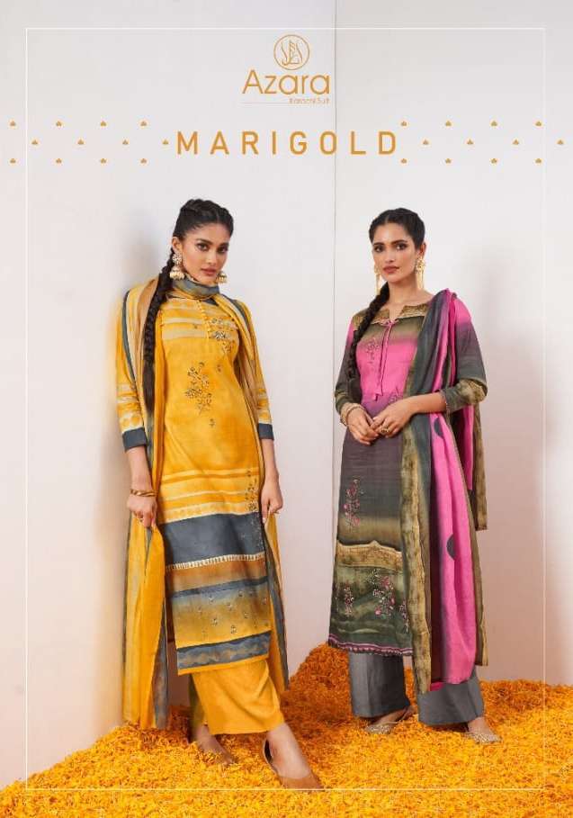 RADHIKA MARIGOLD BY AZARA CAMBRIC COTTON CASUAL WEAR SUITS