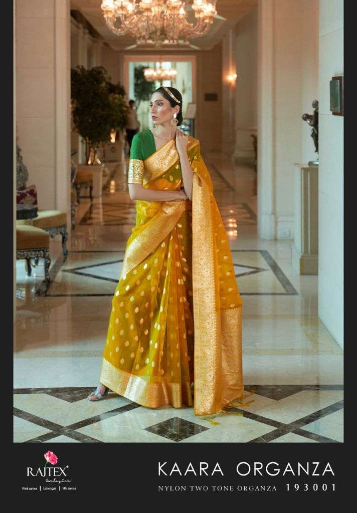 RAJTEX KAARA ORGANZA DESIGNER NYLON TWO TONE ORGANZA SAREE 