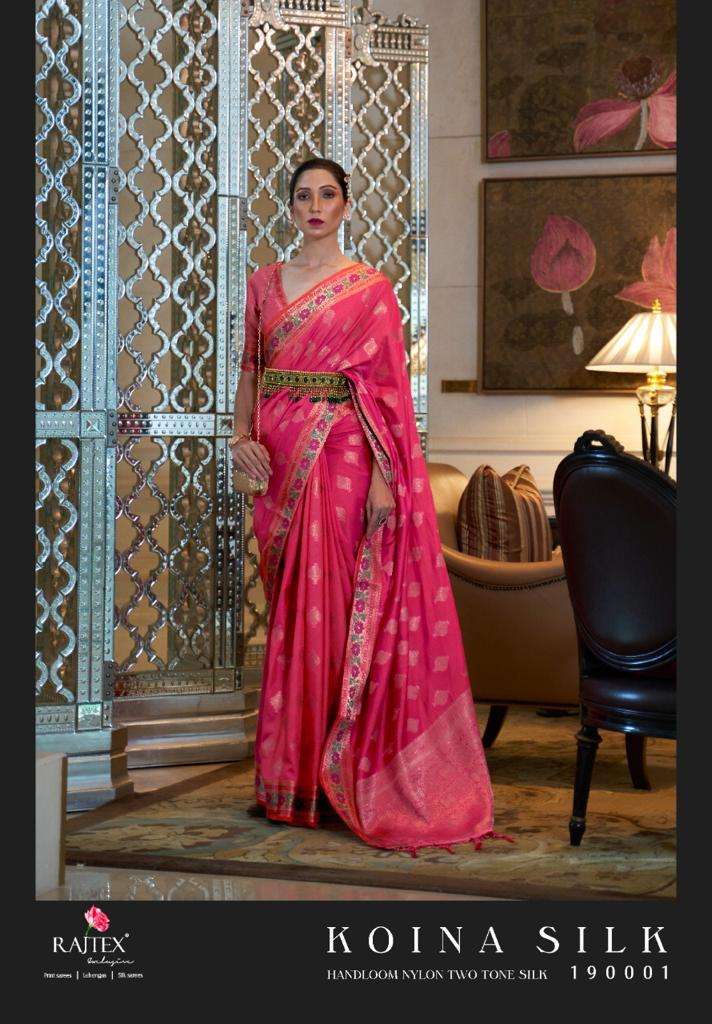 RAJTEX KOINA SILK DESIGNER NYLON TWO TONE SILK SAREE 