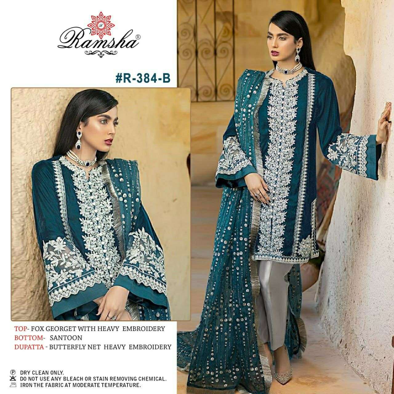 RAMSHA R-384 NX DESIGNER FAUX GEORGETTE SUIT 