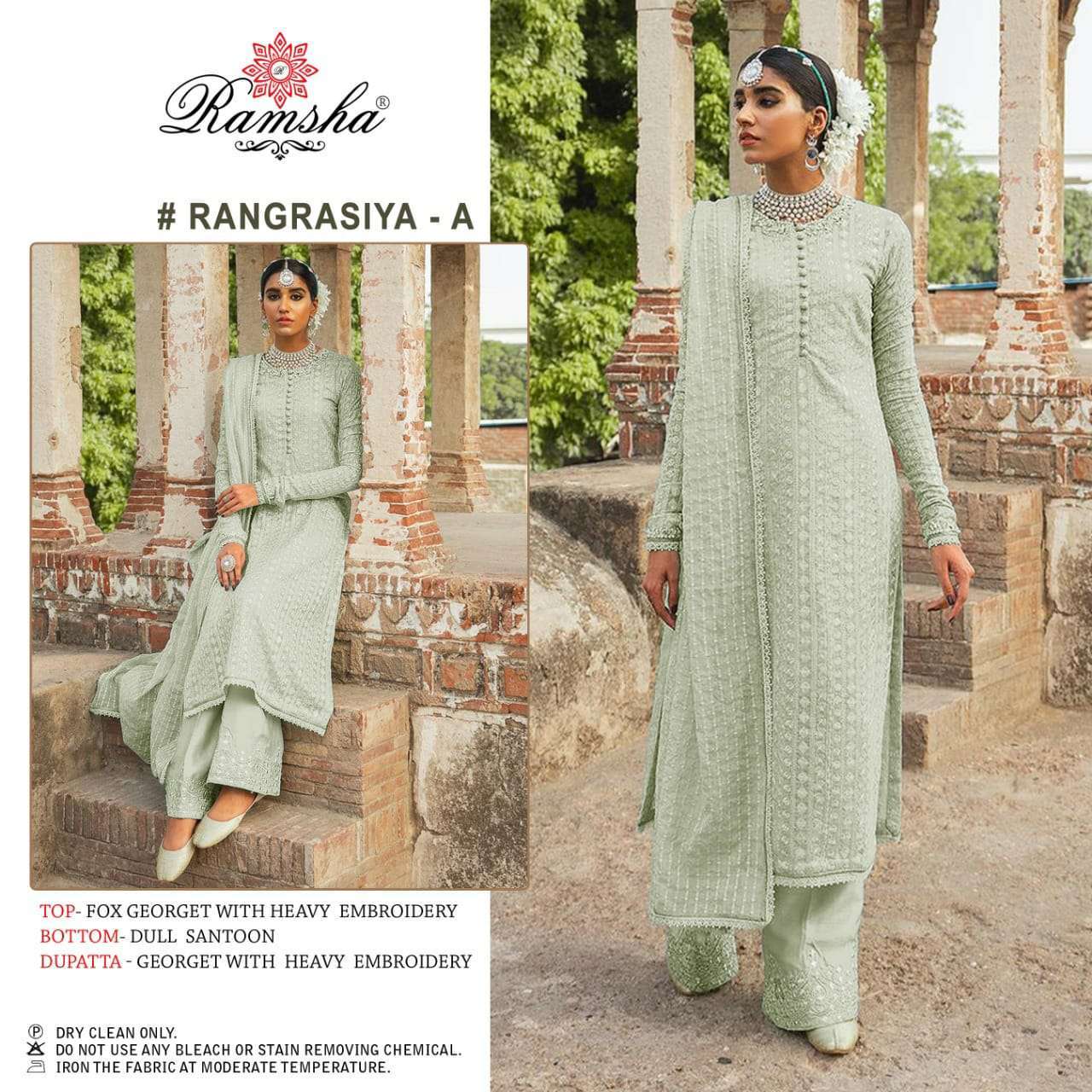 Ramsha rangrasiya nx series A-D georgette with heavy embroidery suit