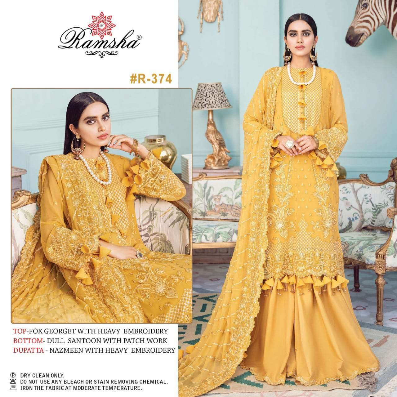 ramsha vol 27 series 371-374 georgette net heavy embroidery suit 