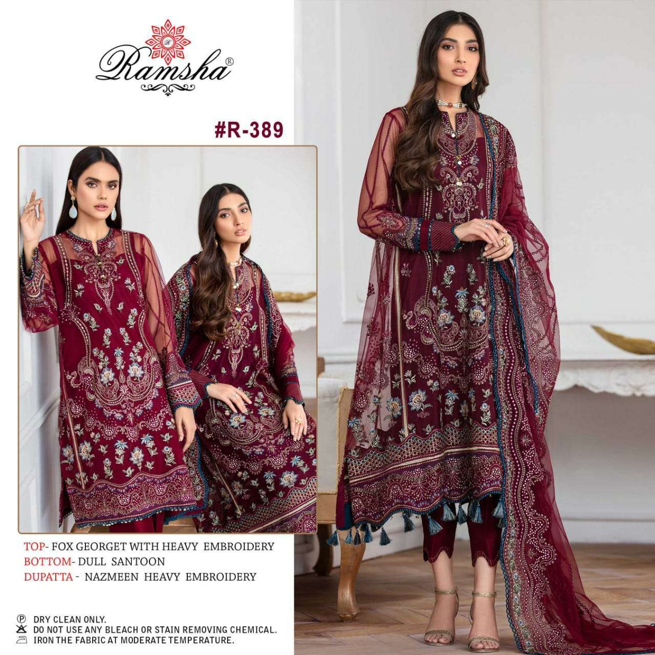 ramsha vol 29 series 387-390 georgette with heavy embroidery suit 