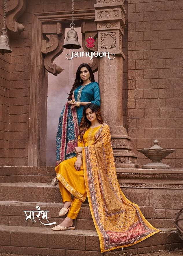 rangoon prarambh series 3191-3194 pure viscose upada silk suit 