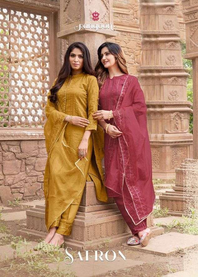 rangoon safron series 3171-3176 Fancy Silk with 2MM Sequence Work suit