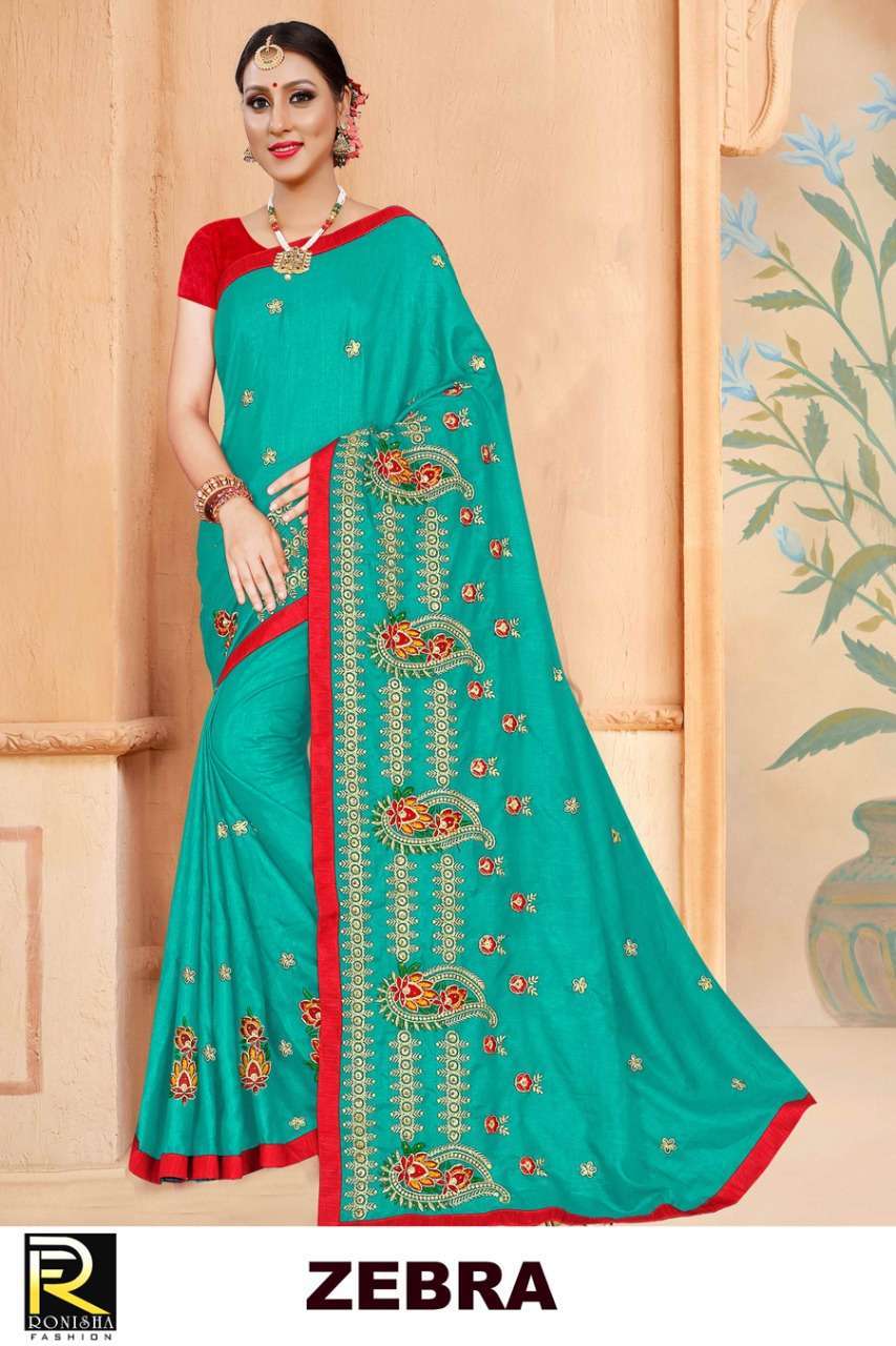 ranjna saree zebra dola silk embroidery worked saree