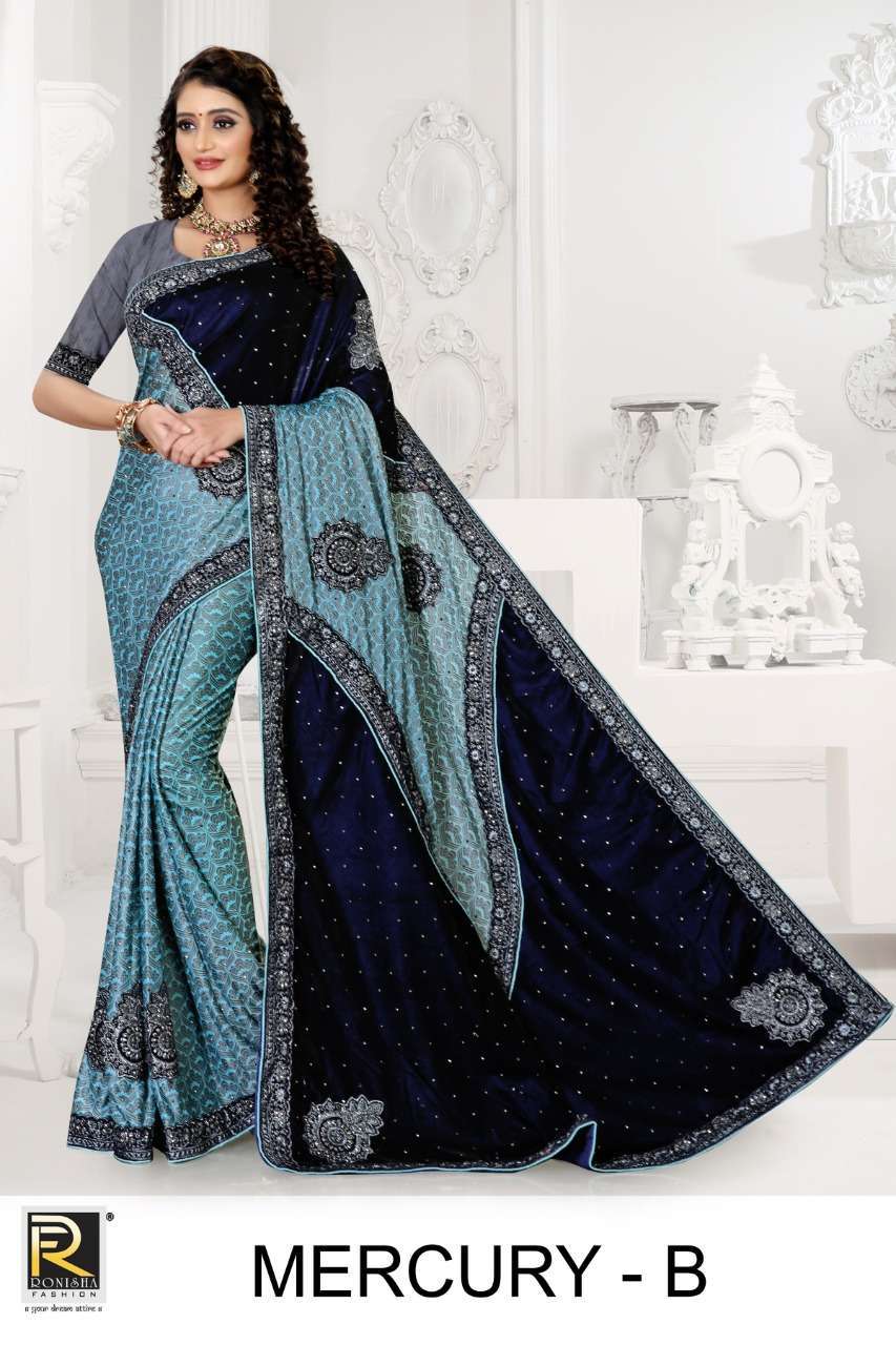 Ranjna sarees mercury lycra and velvet traditional wear saree collection