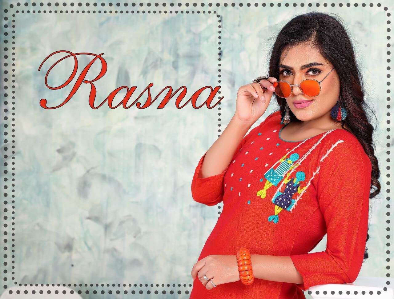 rasna series 901-910 rayon embroidery long straight kurti 