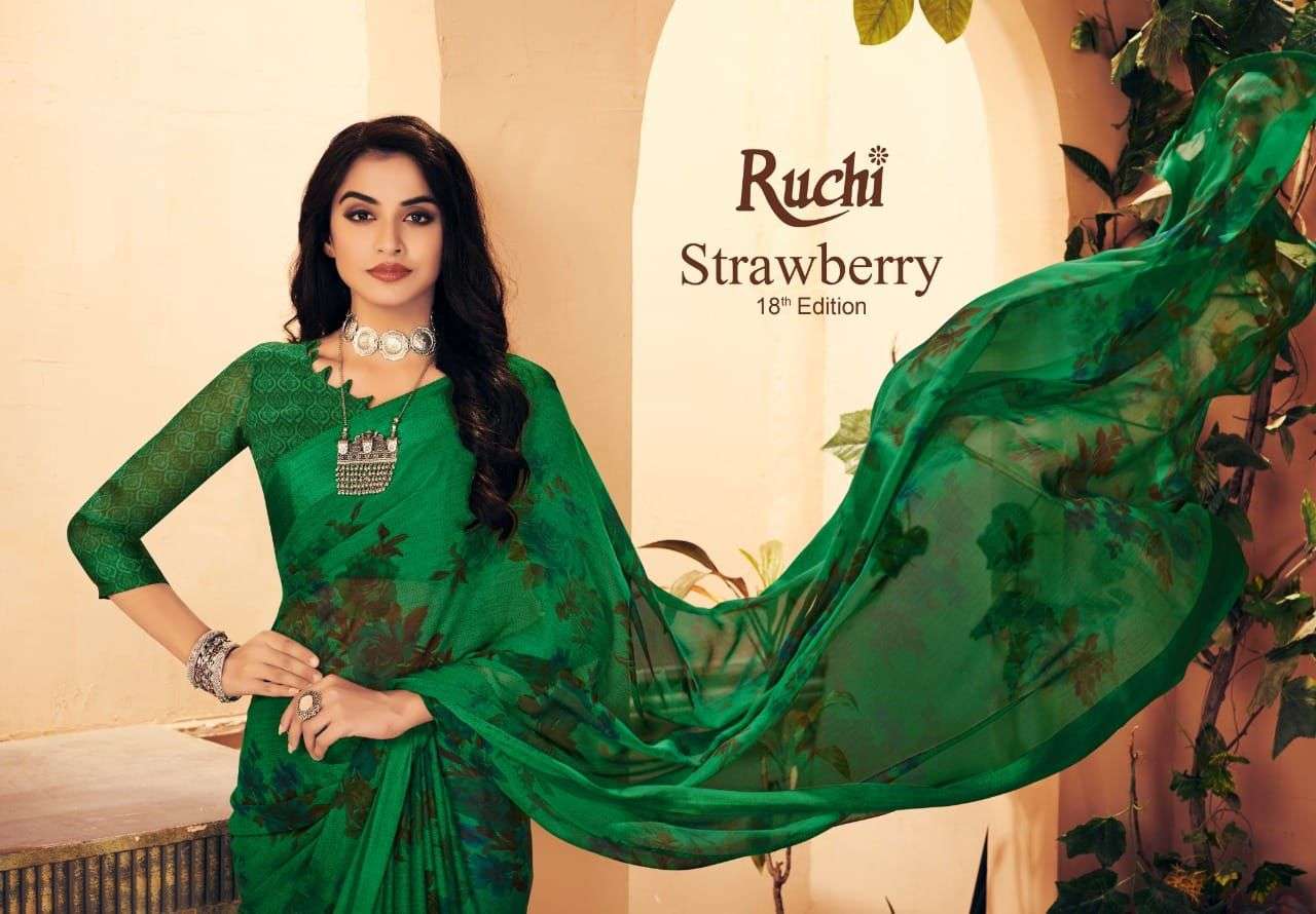 ruchi strawberry vol 18 series 12301-12310 chiffon saree