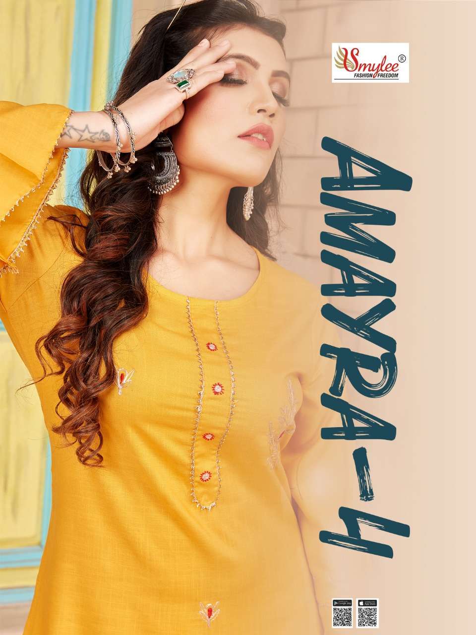 RUNG AMAYRA VOL 4 SLUB RAYON KURTI WITH MATCHING MASK