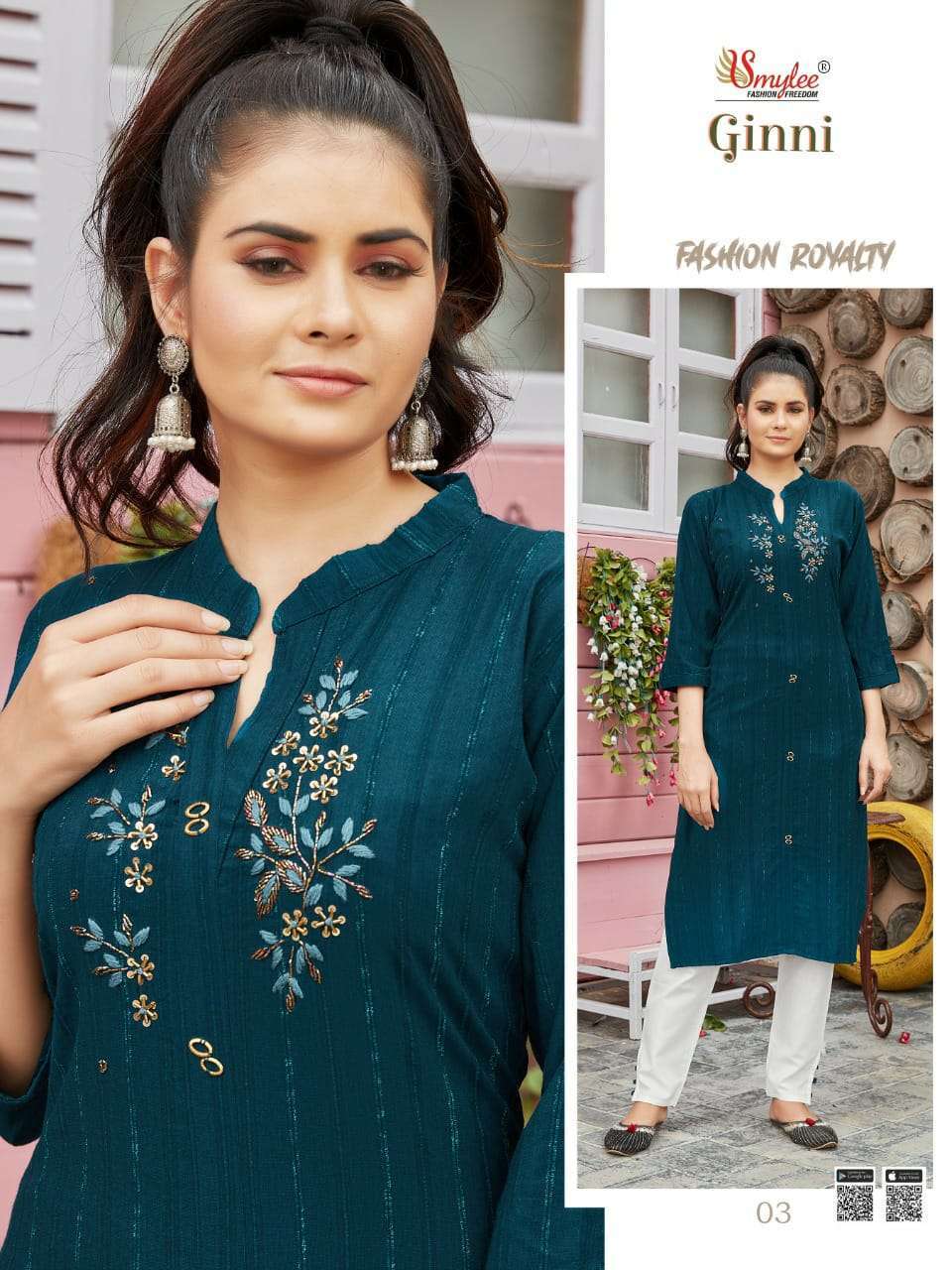 Rung ginni series 01-08 heavy weaving velvet lining rayon kurti