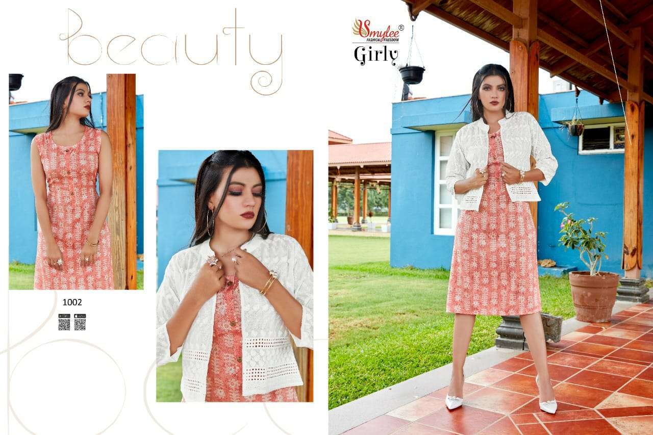 rung girly series 1001-1008 heavy foil discharge print rayon kurti 