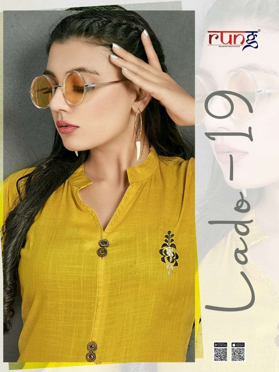 rung lado vol 19 series 01-10 heavy rayon with manual work kurti 