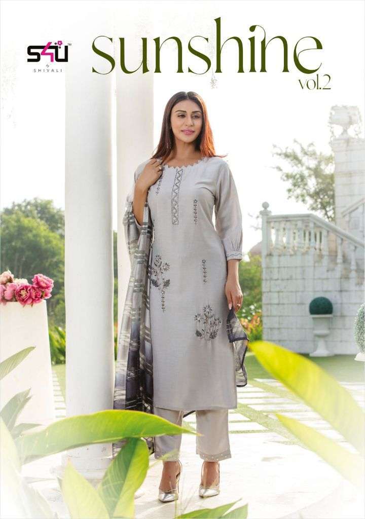 s4u sunshine vol 2 series 201-206 beautifully handworked Kurta with  unique dupattas