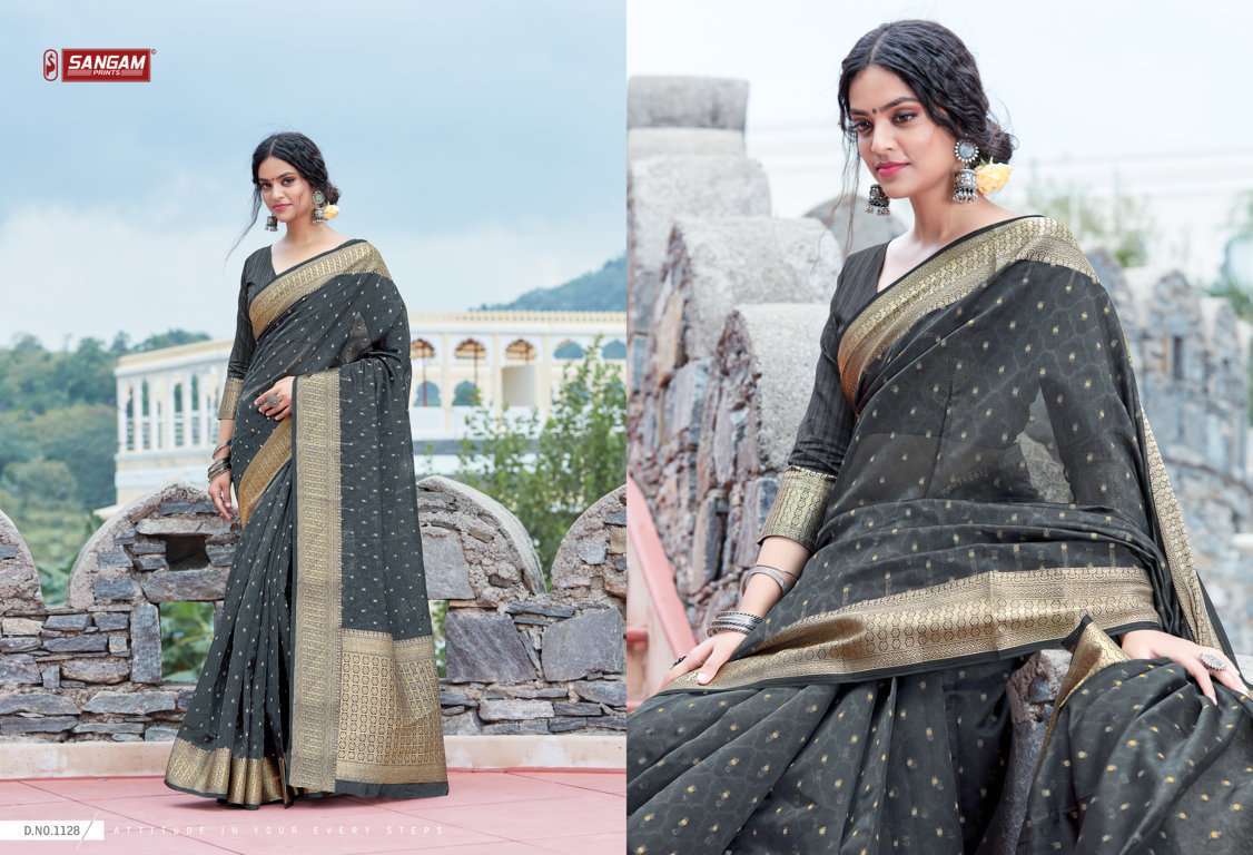 sangam prints anupama series 1123-1128 organza saree