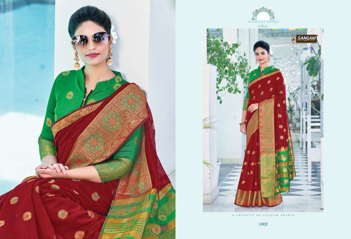 sangam prints radha rani series 1001-1008 cotton handloom saree