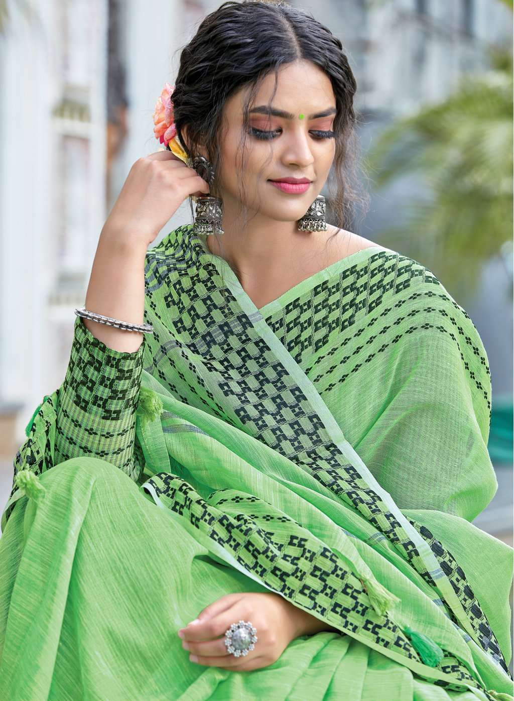 sangam prints rangeen series 1101-1108 linen saree