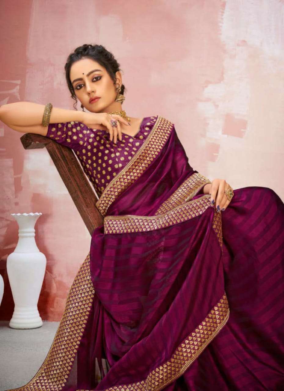 saroj mishri series 194001-194006 weightless satin with heavy border saree