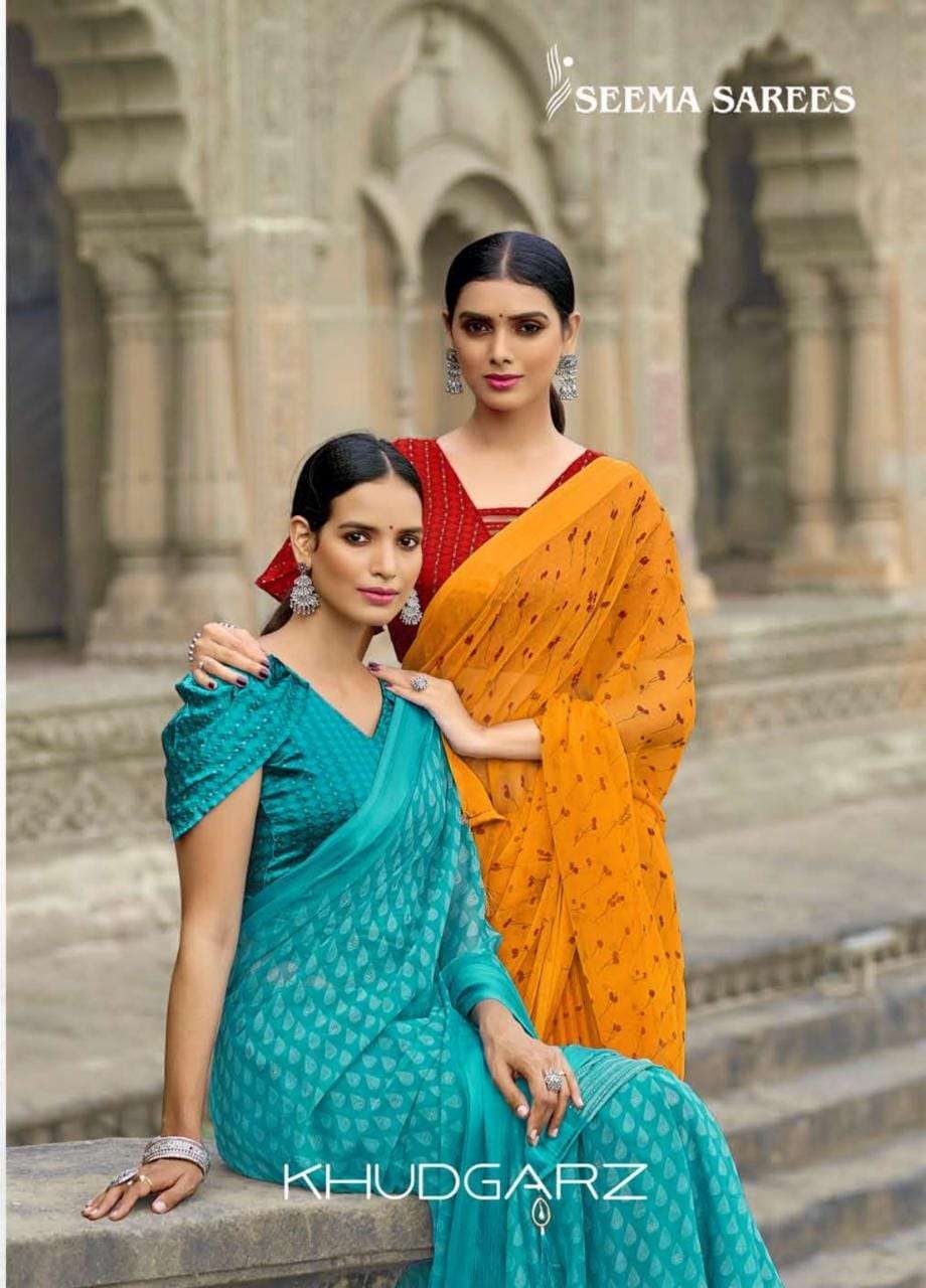 seema sarees khudgarz series 1001-1008 chiffon patta pattern saree