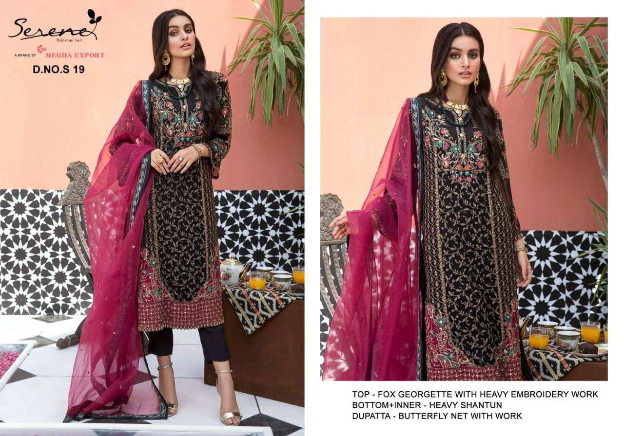 SERENE S-19 DESIGNER FAUX GEORGETTE SUIT 