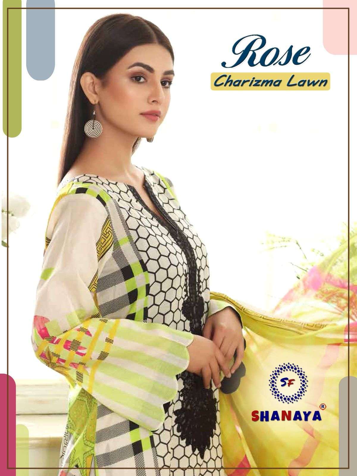 shanaya rose charizma lawn series 101-104 luxury lawn digital print suit