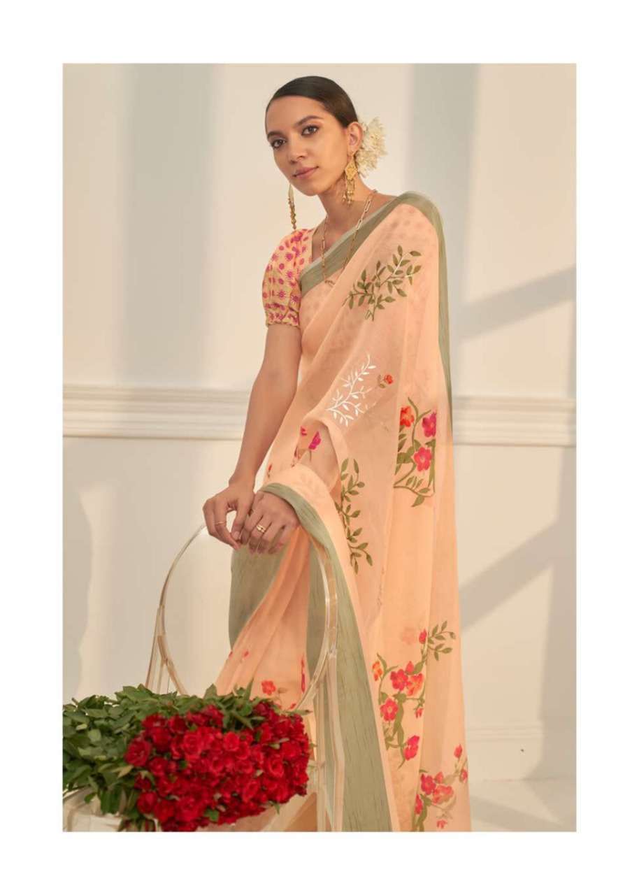 shangrila pichika series 5631-5642 organza digital foil print saree