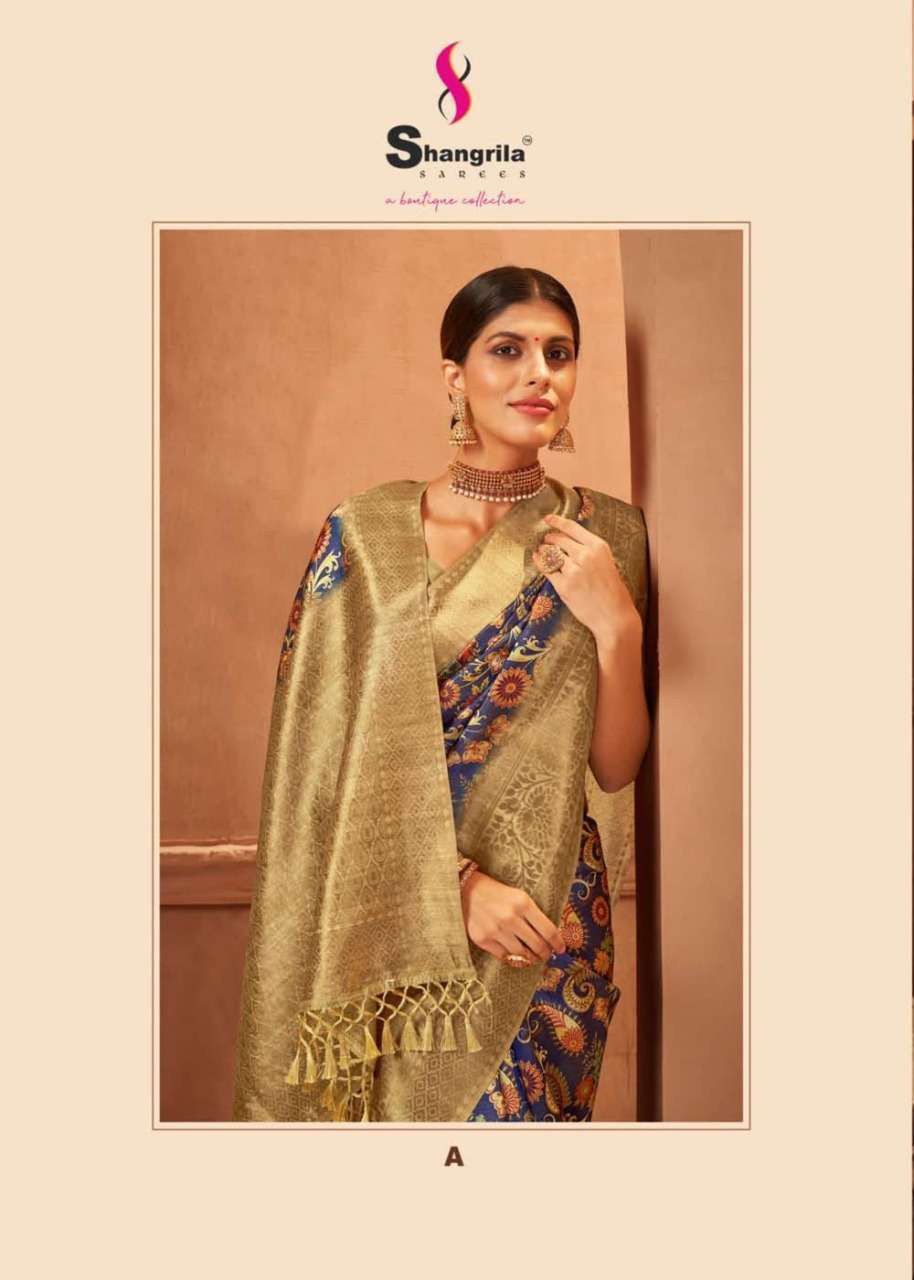 shangrila zoya digital rich pallu soft organza zari jacquard saree