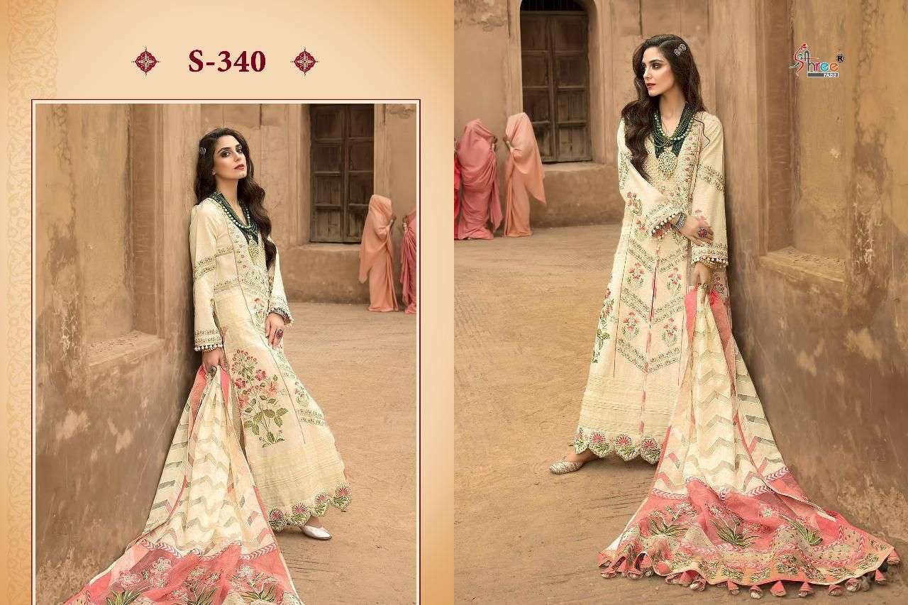 SHREE FAB CRIMSON SUPER HIT DESIGN  S-340 DESIGNER PURE LAWN COTTON SUIT 