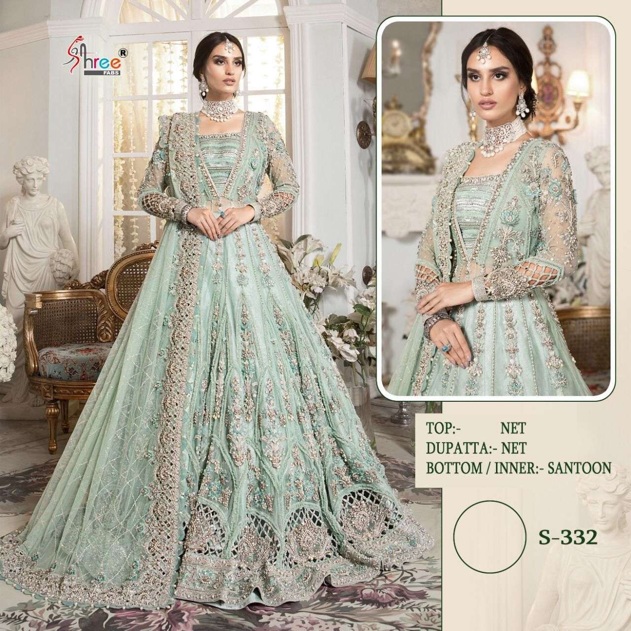 SHREE FAB MARIA B SUPER HIT BRIDAL COLLECTION S-332 DESIGNER NET SUIT